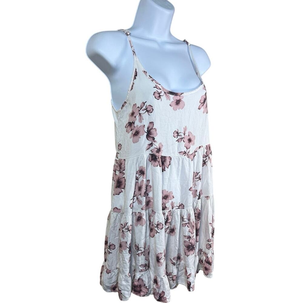 Brandy Melville White Mini Dress with Pink Floral Print